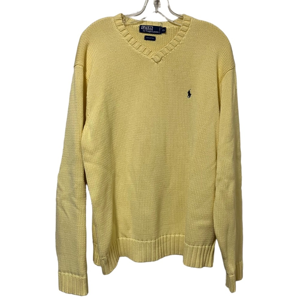 Y2K Polo Ralph Lauren Yellow Heavy Knit Cotton Sweater